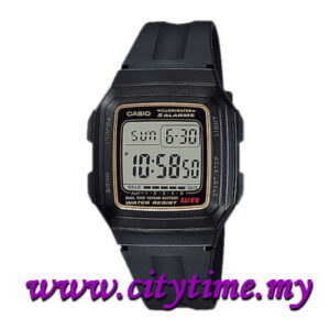 Casio Youth Digital 10 Years Battery Rectangular Rubber Watch F-201WAM-9AVDF (5 ALARM)