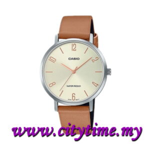 CASIO Ladies Analog Coffee Leather Strap Watch LTP-VT01L-5BUDF
