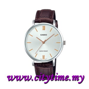 Casio Ladies Analog Stainless Steel Leather Watch LTP-VT01L-7B2UDF