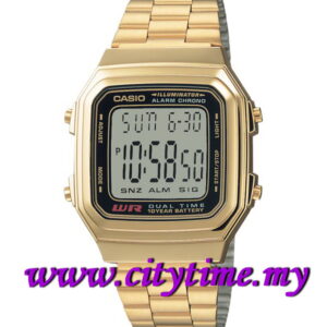 CASIO Digital Dual Time Retro Gold Tone Strap Watch A178WGA-1ADF
