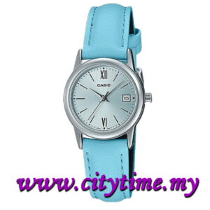 CASIO Ladies Analog Leather Date Watch LTP-V002L-2B3UDF