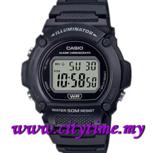 CASIO Youth Digital Black Blue Rubber Sport Watch W-219H-1B