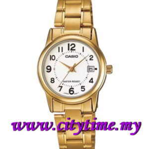 CASIO Ladies Analog Gold Stainless Steel Date Watch LTP-V002G-7BUDF