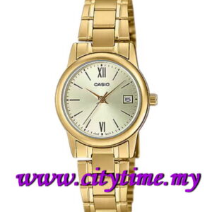 CASIO Ladies Analog Gold Stainless Steel Date Watch LTP-V002G-9B3UDF