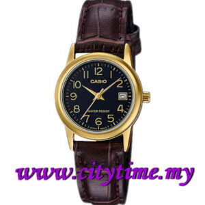 CASIO Ladies Analog Leather Date Watch LTP-V002GL-1BUDF