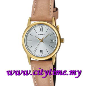 CASIO Ladies Analog Leather Date Watch LTP-V002GL-7B3UDF