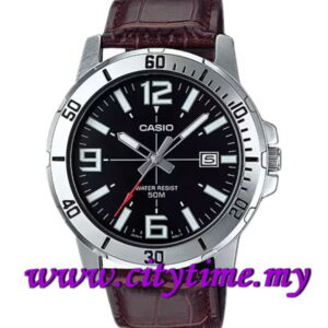 CASIO Men Leather Strap Date Watch MTP-VD01L-1BVUDF
