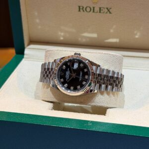 NEW ROLEX 126234 DATEJUST-36 BRIGHT BLACK 10 DIAMONDS DIAL JUBILEE BRACELET WITH CERT YEAR 2026