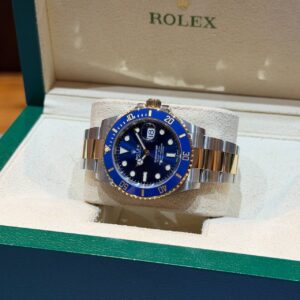 PRE-OWNED ROLEX 126613LB SUBMARINER DATE-41 BLUESSY HALF GOLD STAINLESS STEEL BRACELET WITH CERT YEAR 2022