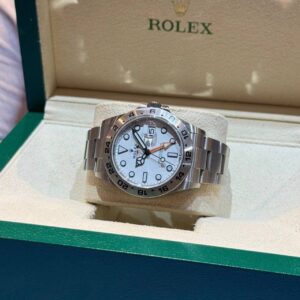 PRE-OWNED ROLEX 226570 EXPLORER II MK2 POLAR WHITE DIAL STAINLESS STEEL WITH CERT YEAR 2021