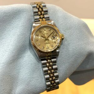 PRE-OWNED ROLEX 69173 DATEJUST-26 FLUTED BEZEL JUBILEE GOLD/STAINLESS STEEL BRACELET WITH CERT 1998