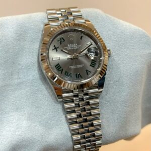 PRE-OWNED ROLEX 126334 DATEJUST-41 SLATE GREY DIAL JUBILEE STAINLESS STEEL WITH CERT YEAR 2022