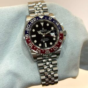 PRE-OWNED ROLEX 126710BLRO GMT MASTER II PEPSI BLACK DIAL JUBILEE STAINLESS STEEL BRACELET WITH CERT YEAR 2021
