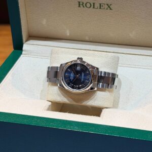 PRE-OWNED ROLEX 278240 DATEJUST-31 BLUE ROMAN DIAL OYSTER STAINLESS STEEL BRACELET WITH CERT YEAR 2021