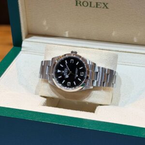 PRE-OWNED ROLEX 124270 EXPLORER-I BATON BLACK DIAL OYSTERSTEEL BRACELET WITH CERT YEAR 2022