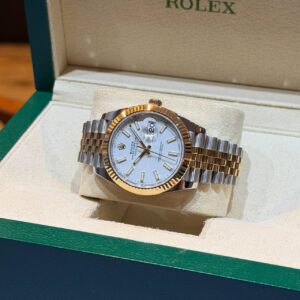 PRE-OWNED ROLEX 126333 DATEJUST-41 WHITE CHROMALIGHT INDEX DIAL YG/SS BRACELET WITH CERT YEAR 2017
