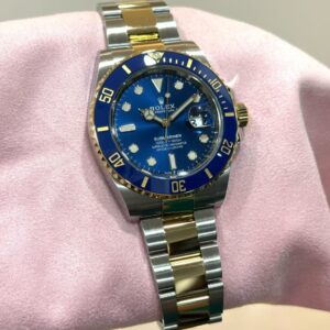 PRE-OWNED ROLEX 126613LB SUBMARINER DATE-41 BLUESSY GOLD STAINLESS STEEL BRACELET WITH CERT YEAR 2022