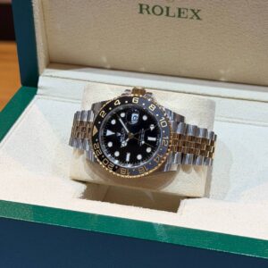 PRE-OWNED ROLEX 126713GRNR GMT-MASTER II BLACK DIAL JUBILEE YELLOW GOLD STAINLESS STEEL BRACELET WITH CERT YEAR 2023