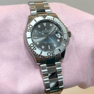 PRE-OWNED ROLEX 268622 YACHT-MASTER-37 GREY RHODIUM DIAL OYSTERSTEEL WITH CERT YEAR 2022