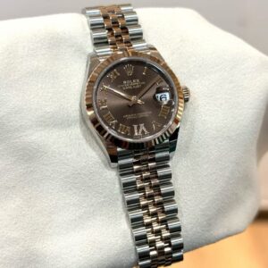 NEW ROLEX 278271 DATEJUST-31 CHOCOLATE VI DIAMONDS ROMAN DIAL JUBILEE RG/SS BRACELET WITH CERT YEAR 2026