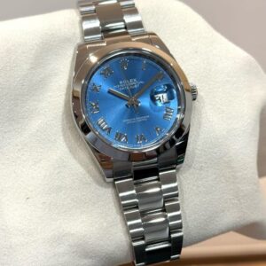 USED ROLEX 126300 DATEJUST-41 BLUE ROMAN DIAL OYSTER STAINLESS STEEL BRACELET WITH CERT YEAR 2022