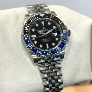 PRE-OWNED ROLEX 126710BLNR GMT MASTER II BATGIRL BLACK DIAL JUBILEE STAINLESS STEEL BRACELET WITH CERT YEAR 2020