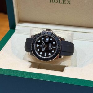 PRE-OWNED ROLEX 226659 YACHT-MASTER-42MM BLACK DIAL OYSTERFLEX WITH CERT YEAR 2019
