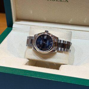 PRE-OWNED ROLEX 178240 DATEJUST -31 BLUE ROMAN DIAL OYSTER STAINLESS STEEL BRACELET WITH CERT YEAR 2013